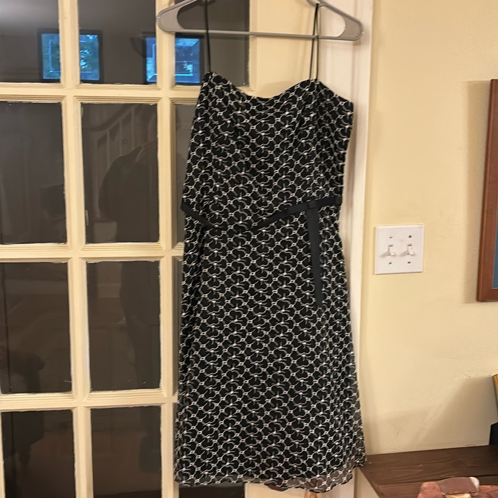 Black and white spaghetti strap a line party dress